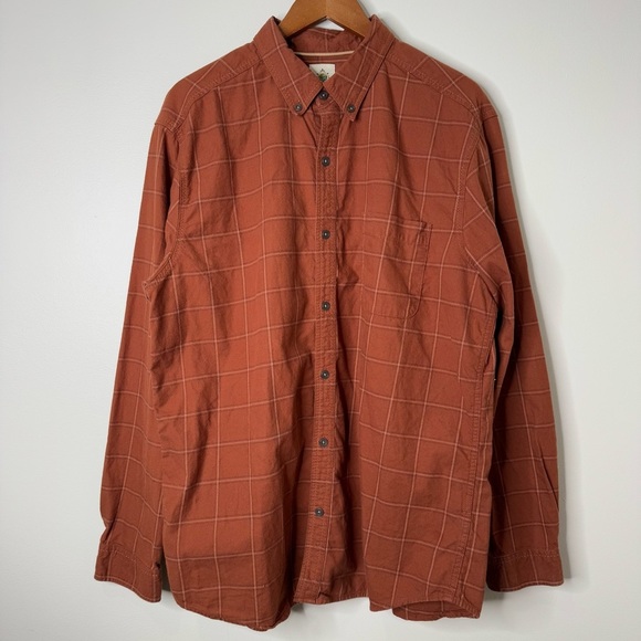 The Territory‎ Ahead Men’s Flannel Button Down Shirt Burnt Orange Plaid Size XL - Picture 1 of 9